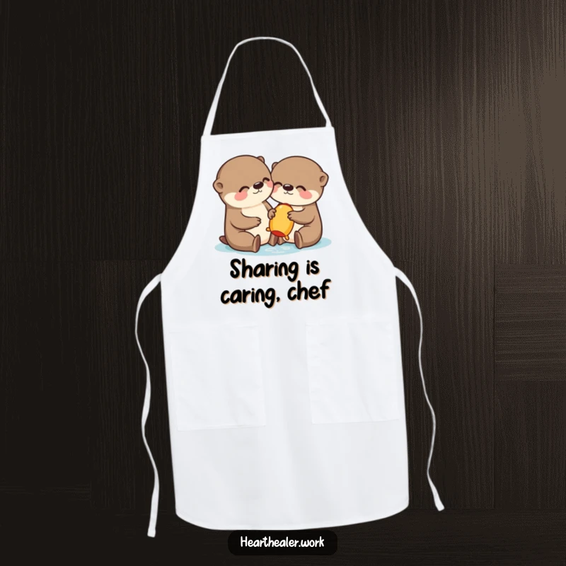 Funny Kawaii Otter Apron: A cute otter sharing, adding a charming and humorous touch to kitchen activities. Great funny gift.
