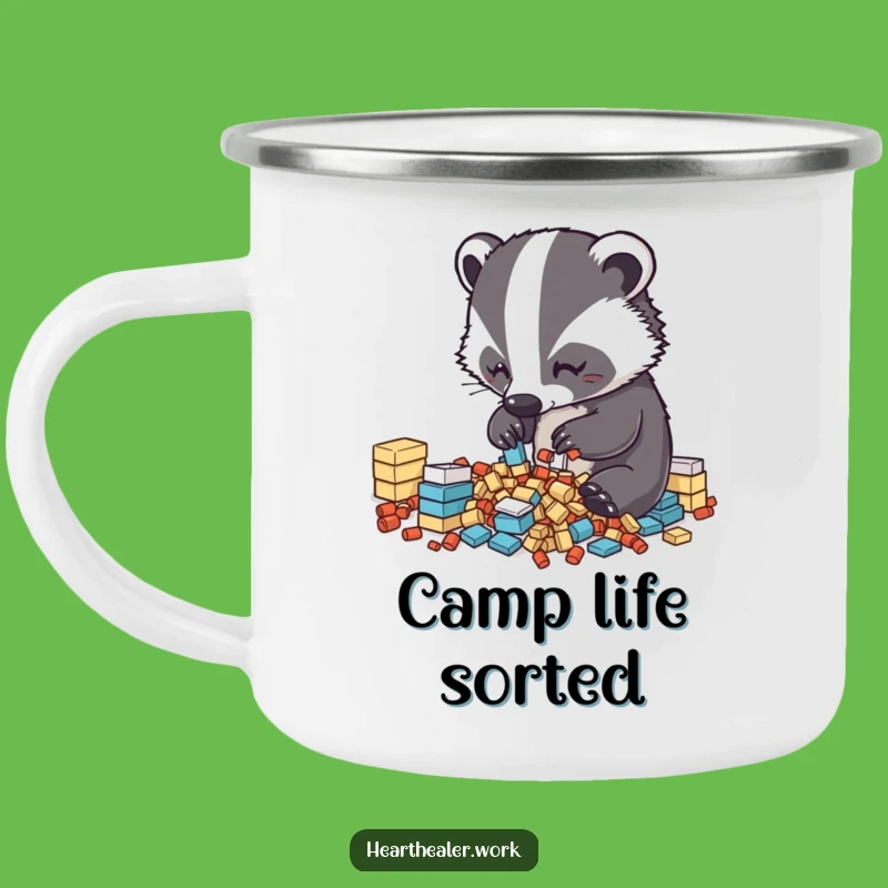 Funny Kawaii Badger Camping Mug: Organized Sips for Outdoor Adventures!