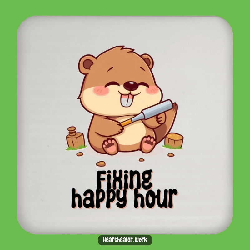 Funny Kawaii Beaver Drink Coasters: Protect Surfaces with Hilarious Craft!