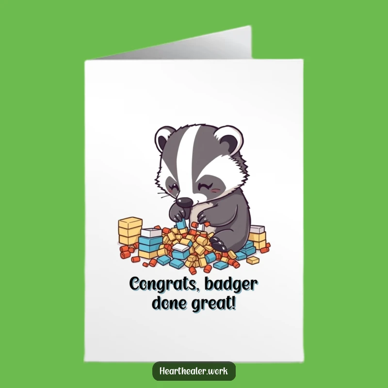 Free Printable Kawaii Badger Congrats Card - Organized Success - DIY Downloadable Celebration