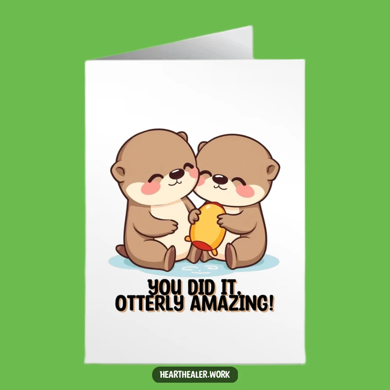 Free Printable Kawaii Otter Congrats Card - Adorable Sharing Friend - DIY Downloadable Celebration
