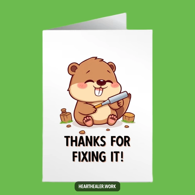 Free Printable Thank You Beaver Card - Happy Fixer Gratitude - DIY Downloadable Gift