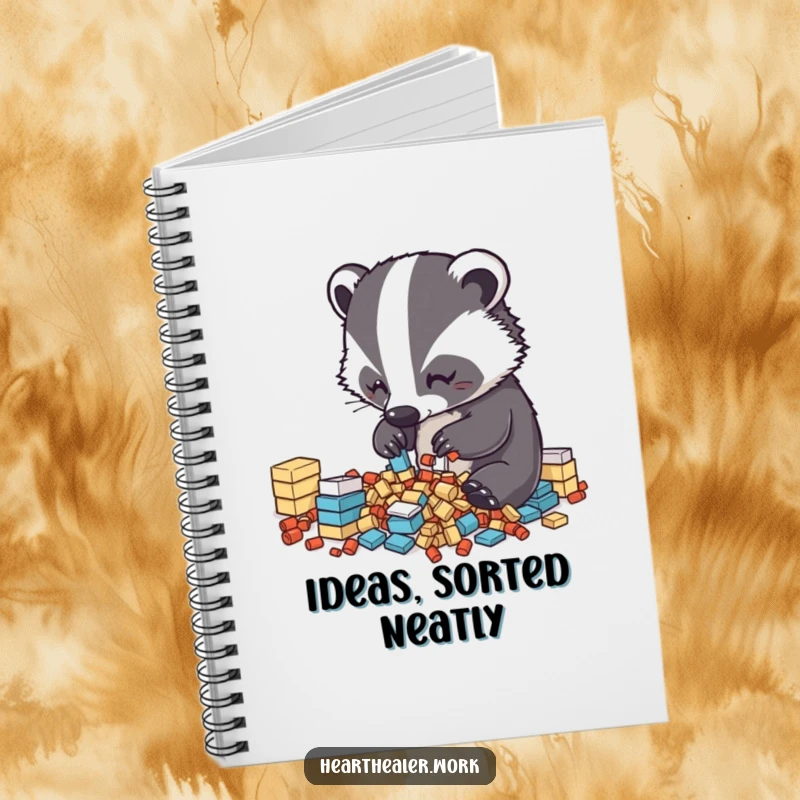 Funny Kawaii Badger Notebook: A diligent badger sorting, perfect for journaling with cute, organized, and funny flair. Great funny gift.